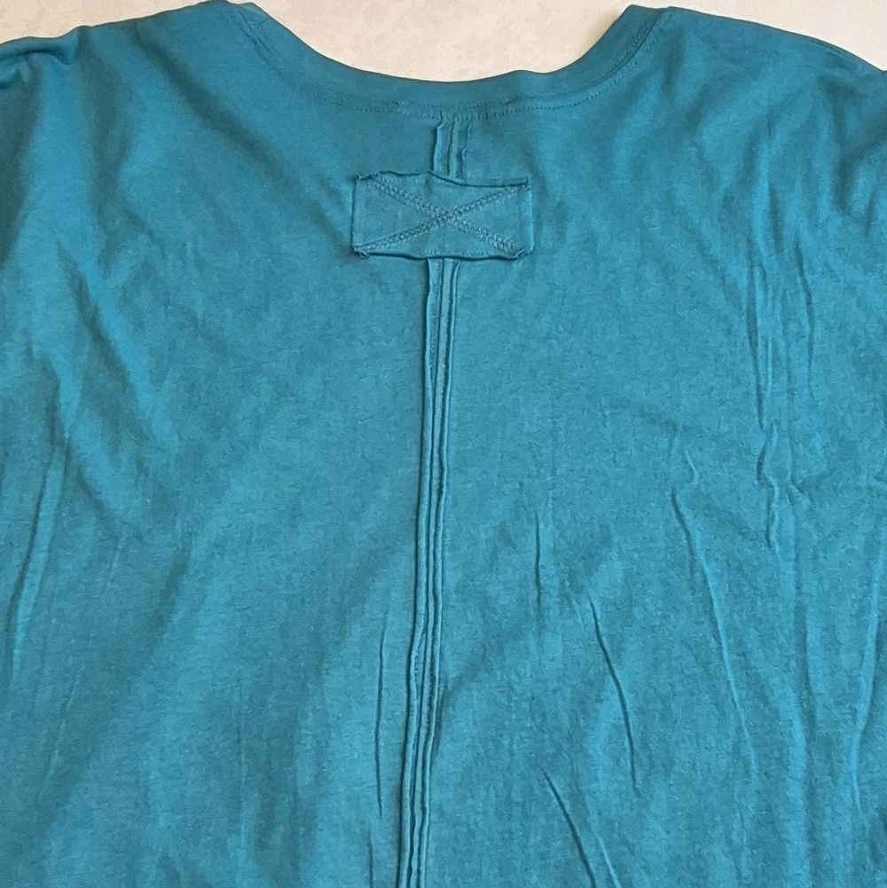 Zenana SZ L Teal Short Sleeve Oversize Dolman Tee Sz Large Will Fit XLarge - Picture 4 of 5